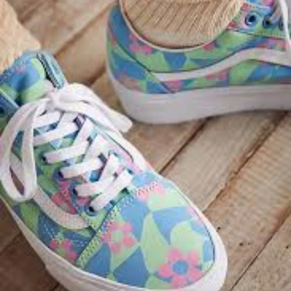 Vans X Awake NY Old Skool Stackform Platform Checkerboard Floral Sneakers‎ W6.5 - Picture 1 of 11